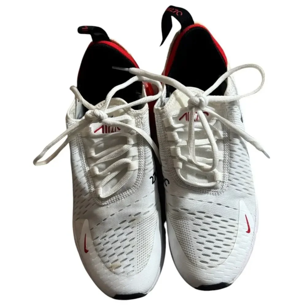 Nike Air Max 270 Sneakers Athletic Shoes Men's 8 White Red Black Mesh Running